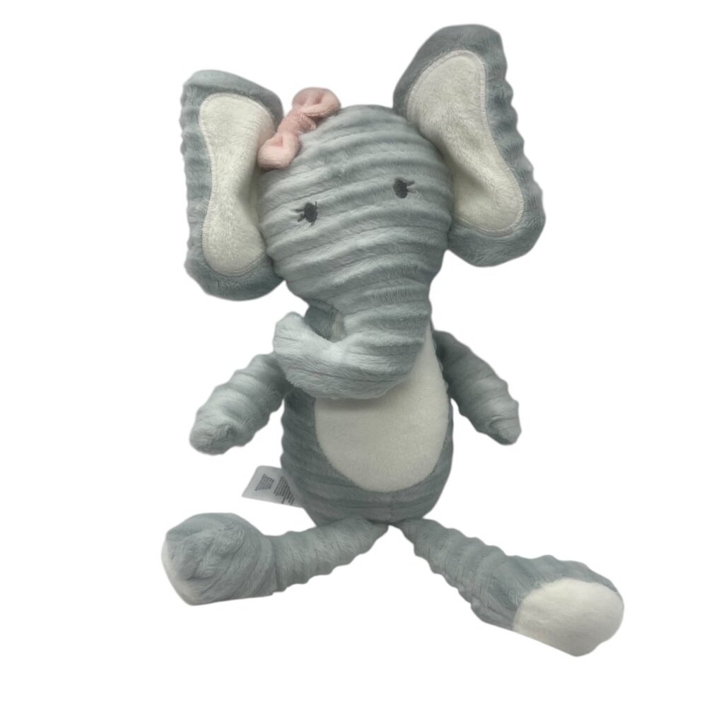 Chick Pea Baby Gray Elephant Plush Stuffed Animal 12" Tall Ribbed Texture